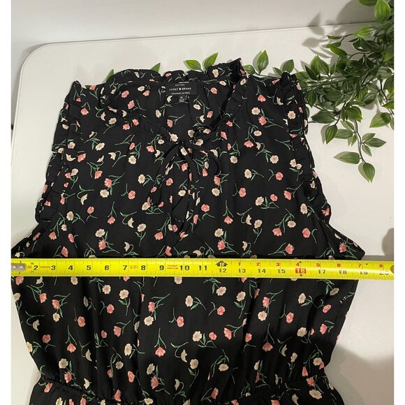 Lucky Brand Black Floral Print Ruffled Sleeveless Dress XL - Picture 10 of 12